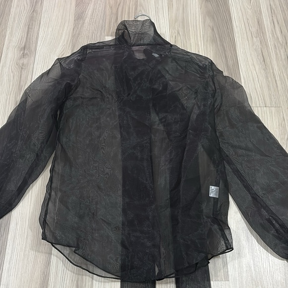 anthropologie sheer Black Back Bow at neck, self tie, Blouse NWOT By Ellender - Picture 9 of 16